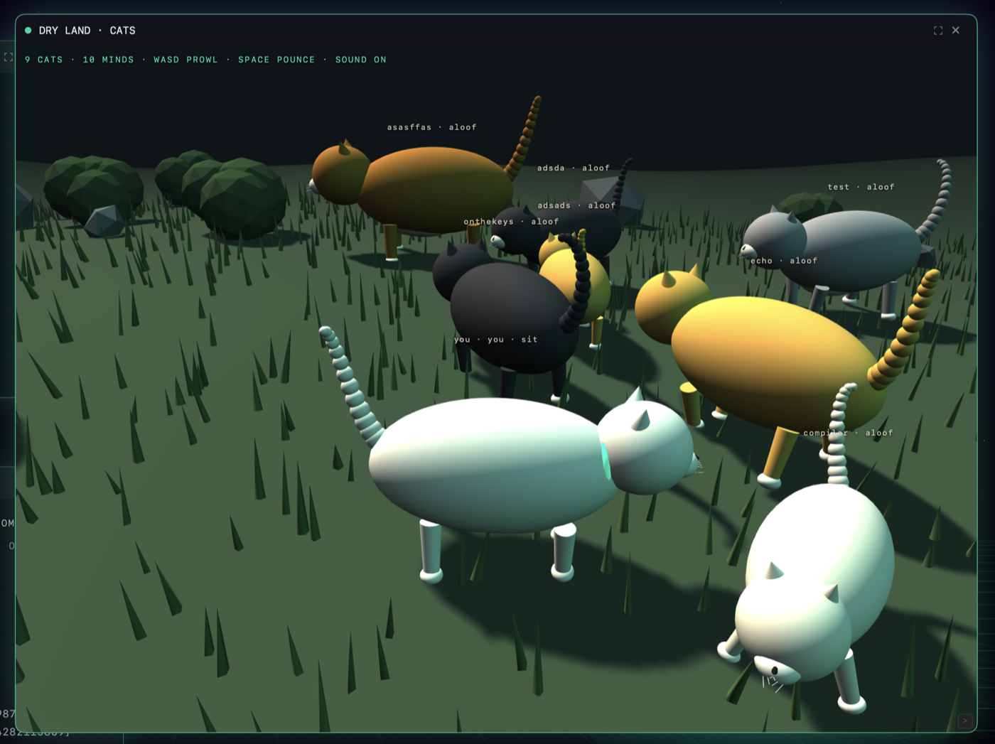 A companion-built 3D cats world